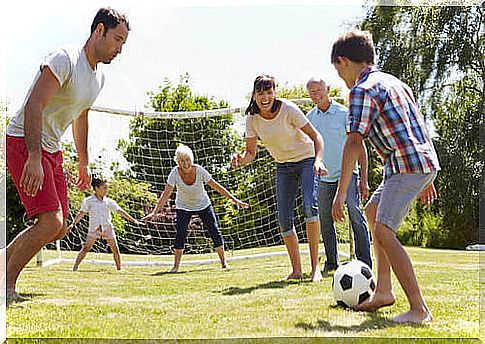 spending time in the garden with the family