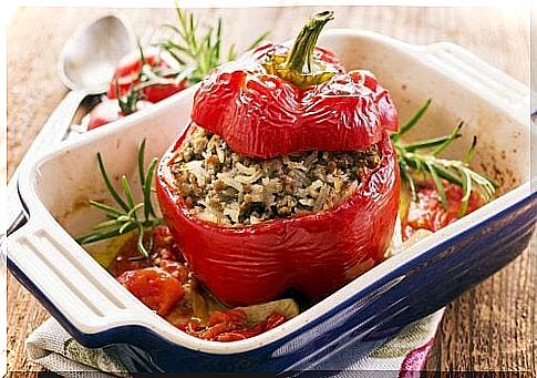 stuffed and au gratin peppers